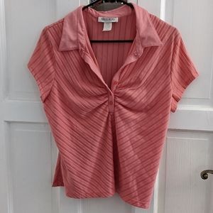 Salmon Pink Tailored Polo Top